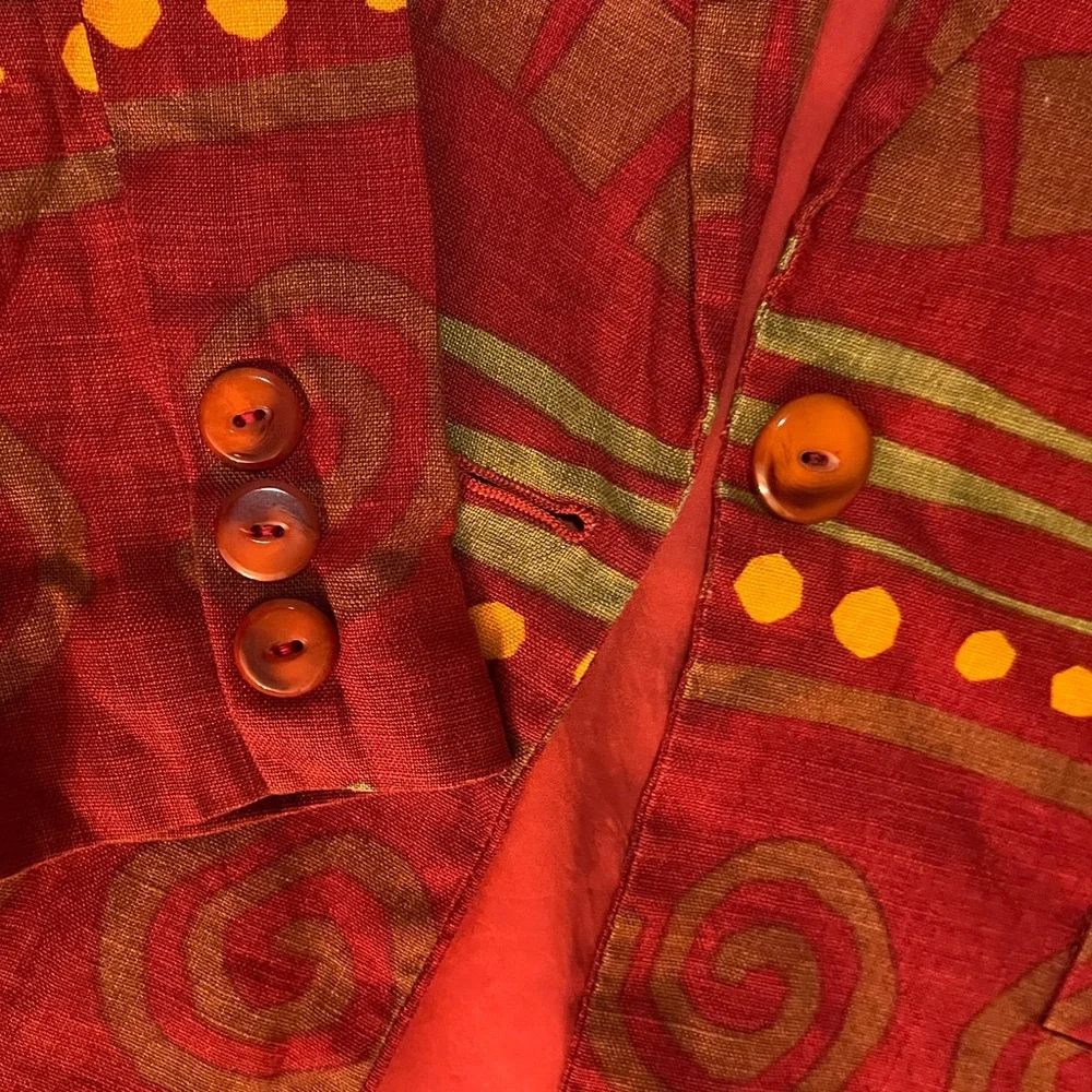Ellen Tracy Red Patterned Jacket - Picture 5 of 7